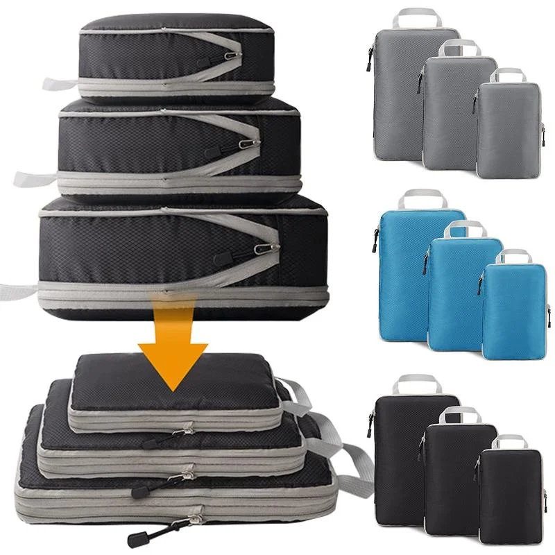 

1pc/3pcs Travel Compression Storage Bag Expandable Waterproof Luggage Packing Box Foldable Portable Luggage Organizer Accessorie