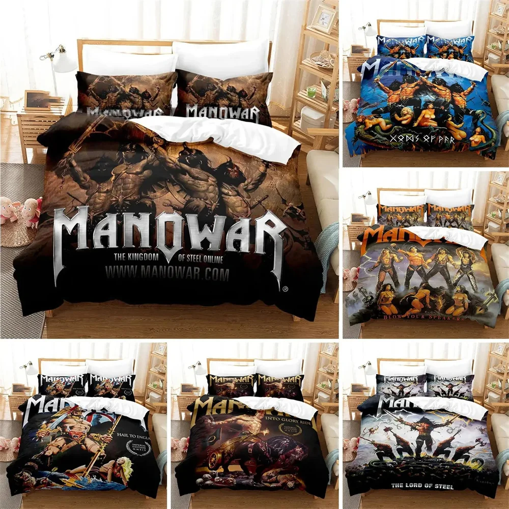 Juego de cama Manowar con estampado 3D de Hip Hop, funda nórdica, edredón para dormitorio, funda de edredón individual, doble, tamaño King, textil para el hogar, 2/3 Uds.