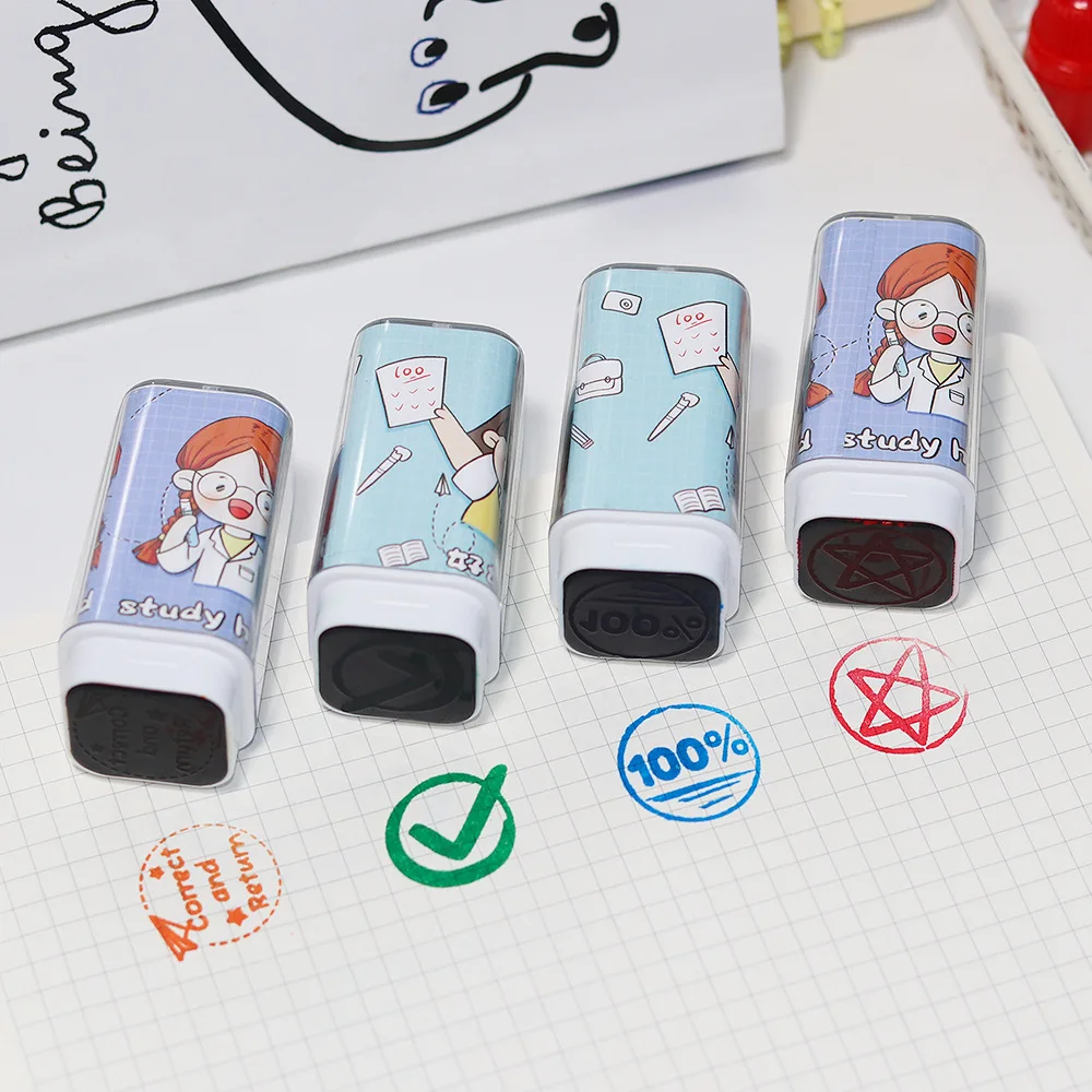 

1Pc English Commentary Stamp School Student Encouragement Seals English Photosensitive Chapter Comment Reward Kids Gifts Stamp