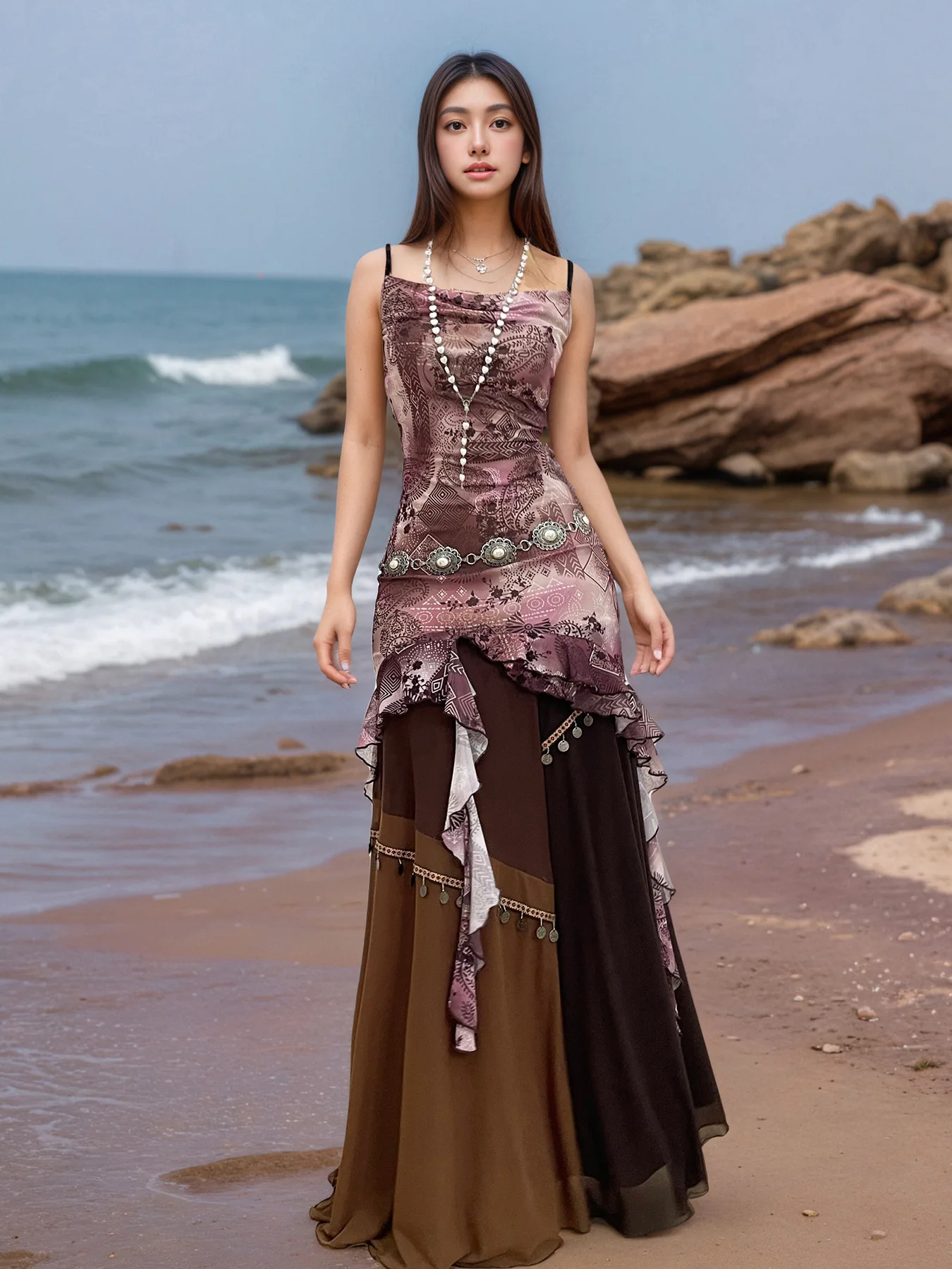 

Сетчатое платье, комплект с бретелькой на шее, платье-комбинация без рукавов с асимметричной юбкой, винтажная модная женская одежда, женские платья y2k