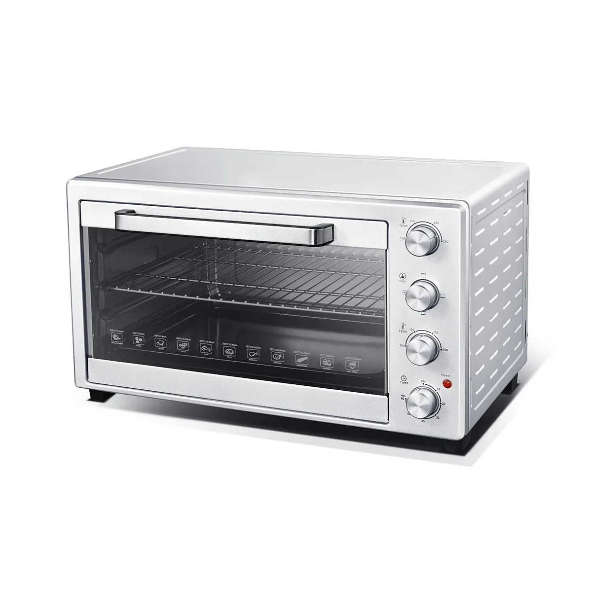 2000W 60L Kitchen Appliance Electric Oven for Home, Multifunction Portable Free Stand Pizza Oven, Stainless Steel Built-in Oven.