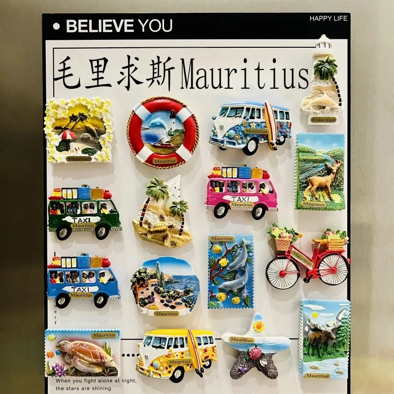 Mauritius 3D Fridge Magnets Tourism Souvenir Resin Refrigerator Magnets Sticker Collection Handicraft Gift Decoration Articles
