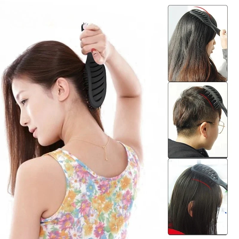 Anti-Static Curly Hair Styling Brush Scalp Massager Comb Detangler Dryer Salon Curved Vent Brush Hairdressing Tool - view 4