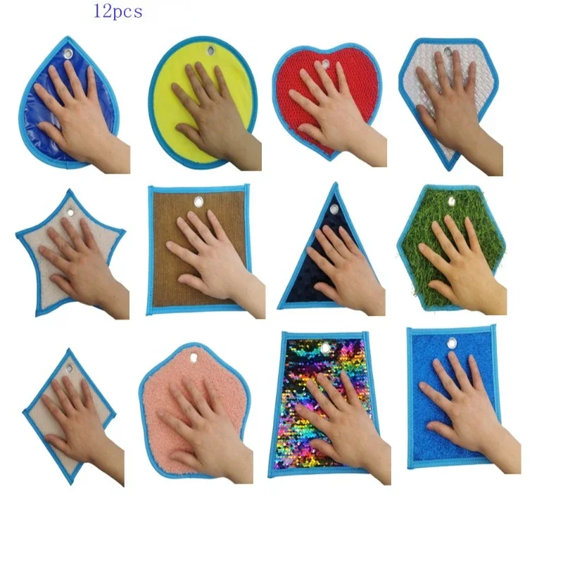 

12pcs/set Plush Sensory Toys Various Texture Sensory Pads Felt Tactile Training Mat Caring Assisted Rehabilitation Training Toys