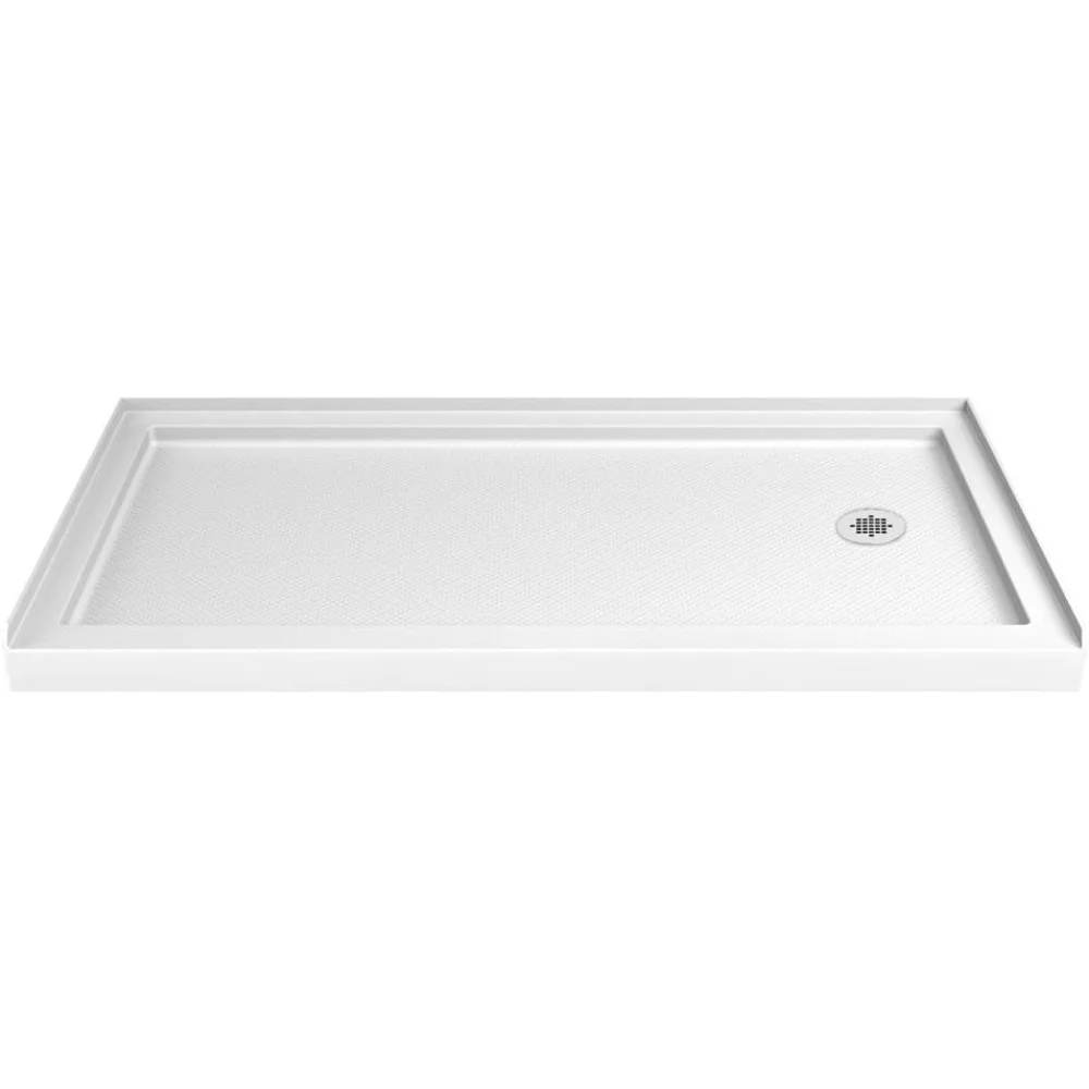 32 in. D x 60 in. W x 2 3/4 in. H Right Drain Single Threshold Shower Base in White,Base Type: Single Threshold (3-Wall Alcove)