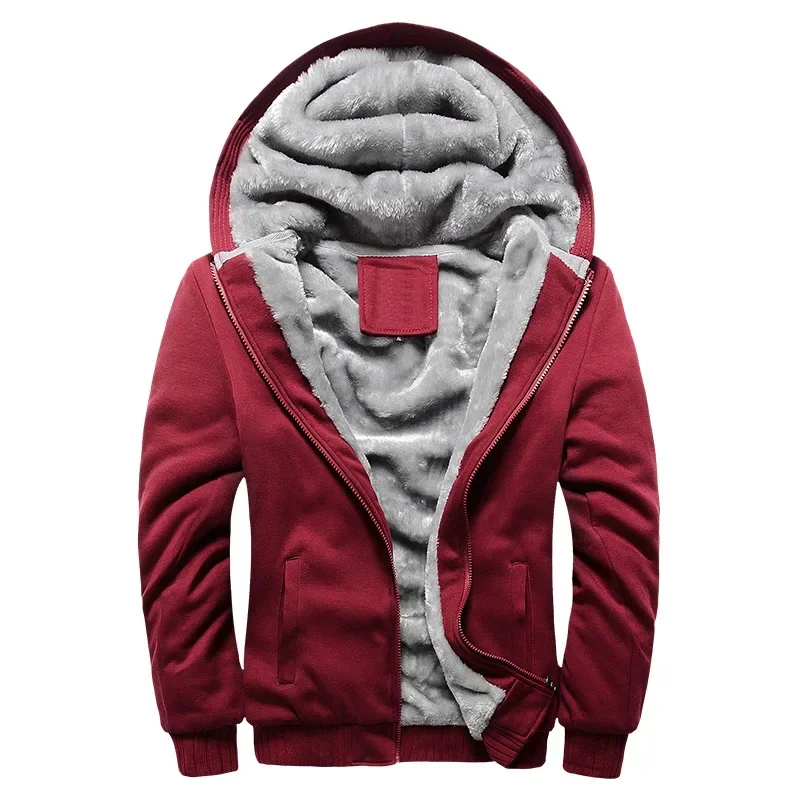 New Men's Hoodies Jacket Winter Thick Warm Fleece Zipper Hoodies Coat Casual Tracksuit Sportwear Male Sweatshirts M~ 5XL