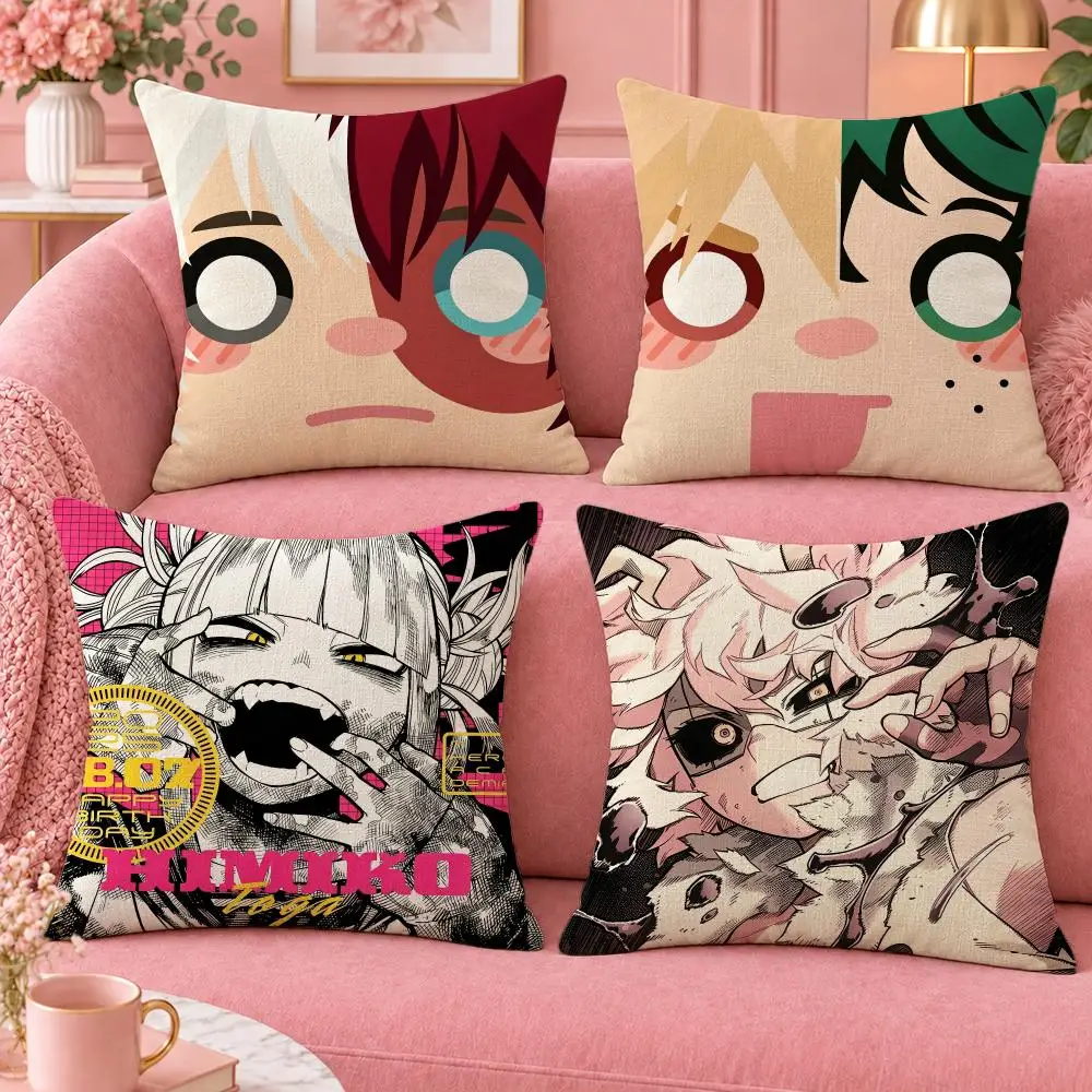Anime Superhero My Hero Academia Cushion Cover Cute Cartoon Throw Pillow Cover Soft Plush Cushion Cover Sofa Bedroom Home Decor