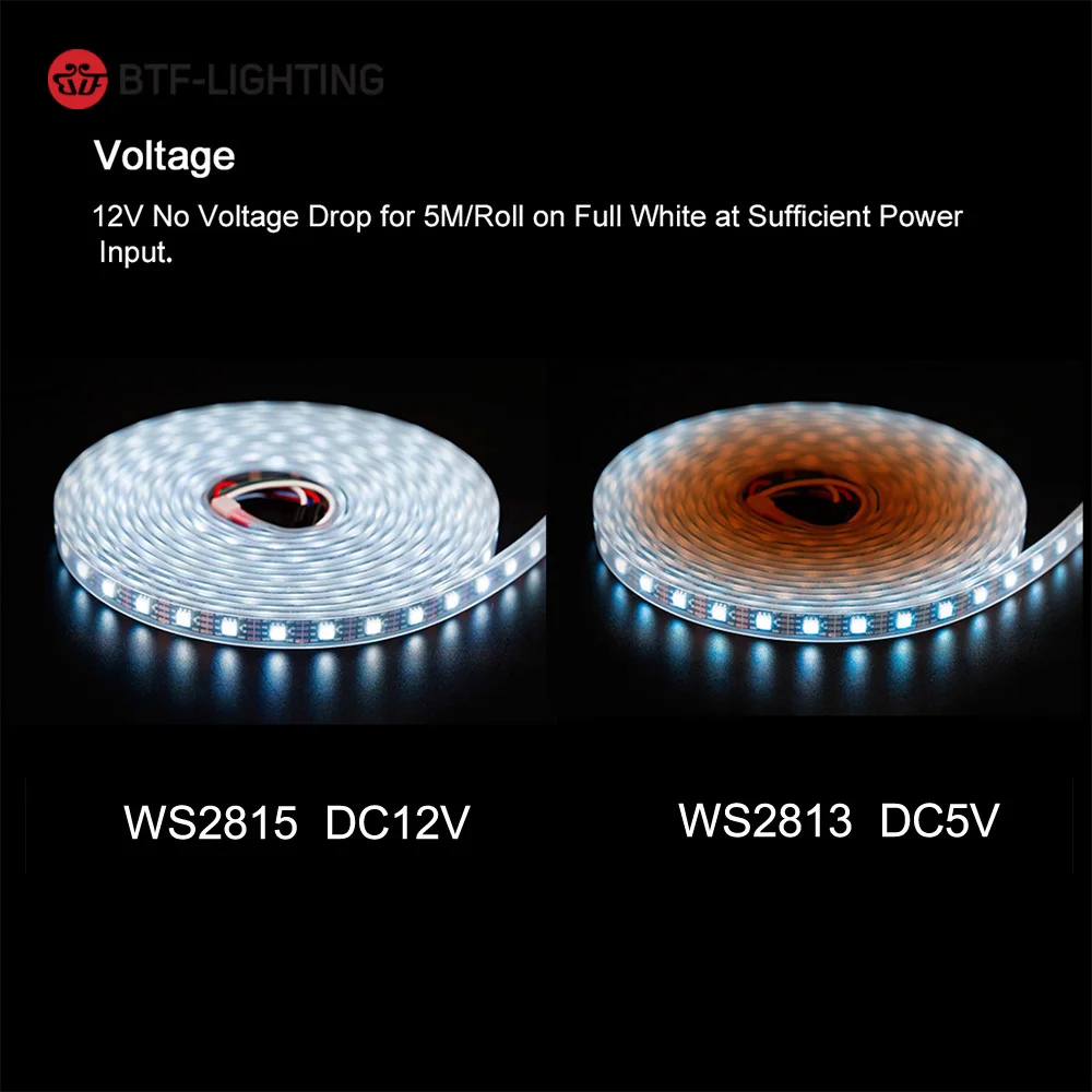 WS2815 DC12V WS2812B WS2813 LED Strip Light RGB Individually Addressable LED Lights Dual Signal 30 60 100 144 LEDs IP30 65 67