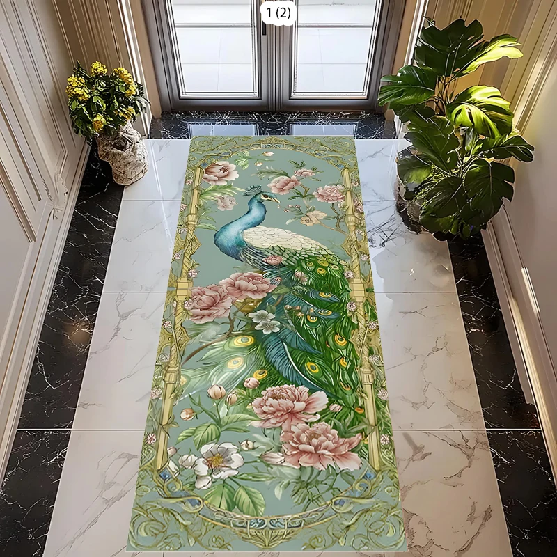 Peacock Bird Animal Exquisite Carpet Rug for Home Living Room Bedroom Sofa Doormat Decor,Kids Play Area Rug Non-slip Floor Mat