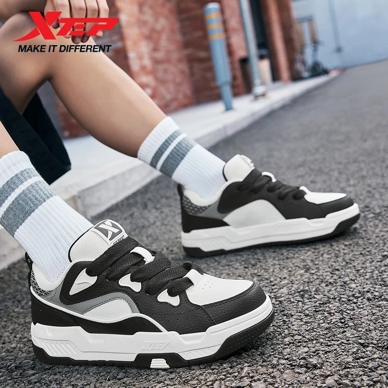 Xtep Skateboarding Shoes Men's 2025 Spring And AutumnThick Sole Breathable Versatile Lightweight Sneakers 875319310013