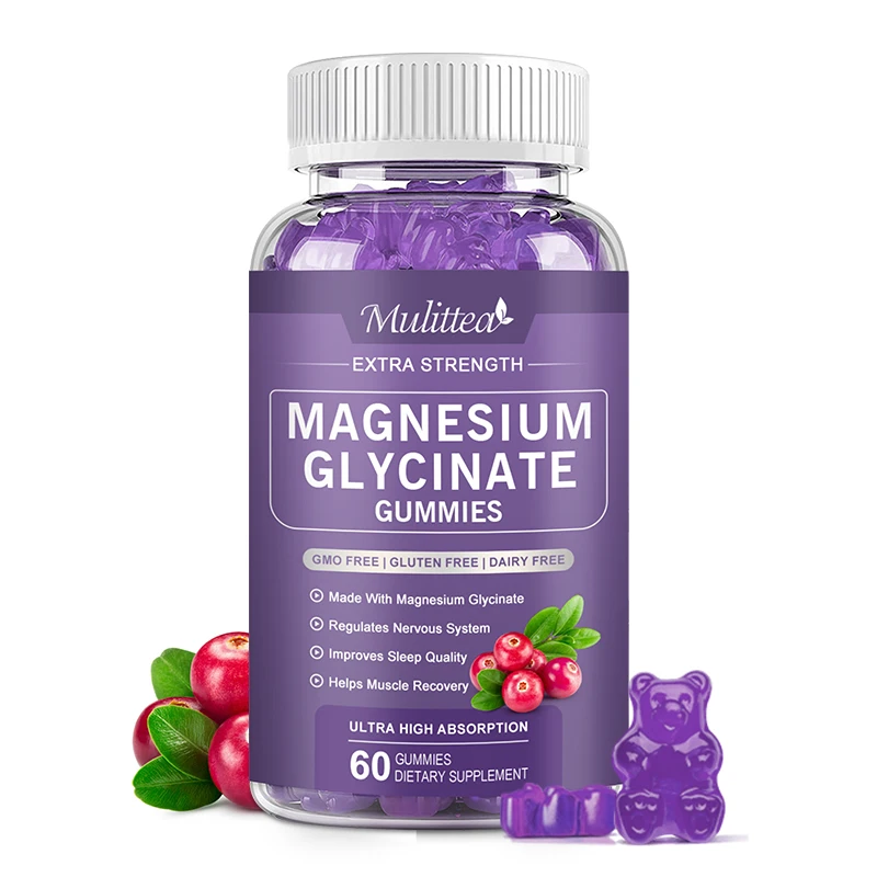 

Mulittea Magnesium Gummies Enhances Memory Focus and Overall Cognition helps Stress Relief Sleep Multiple flavors