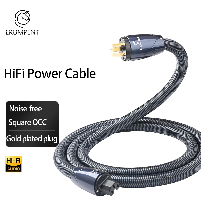 ERUMPENT HIFI Power Cable OCC core Noise-free Hifi High-end power Audio Cable Gold Plated Plug for CD Power Filter