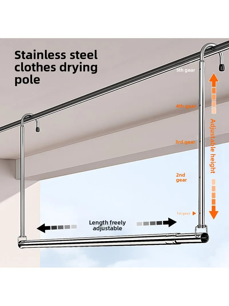 

Сушилка для белья из нержавеющей стали на балкон, выдвижная, для одеял, без сверления, регулируемая высота