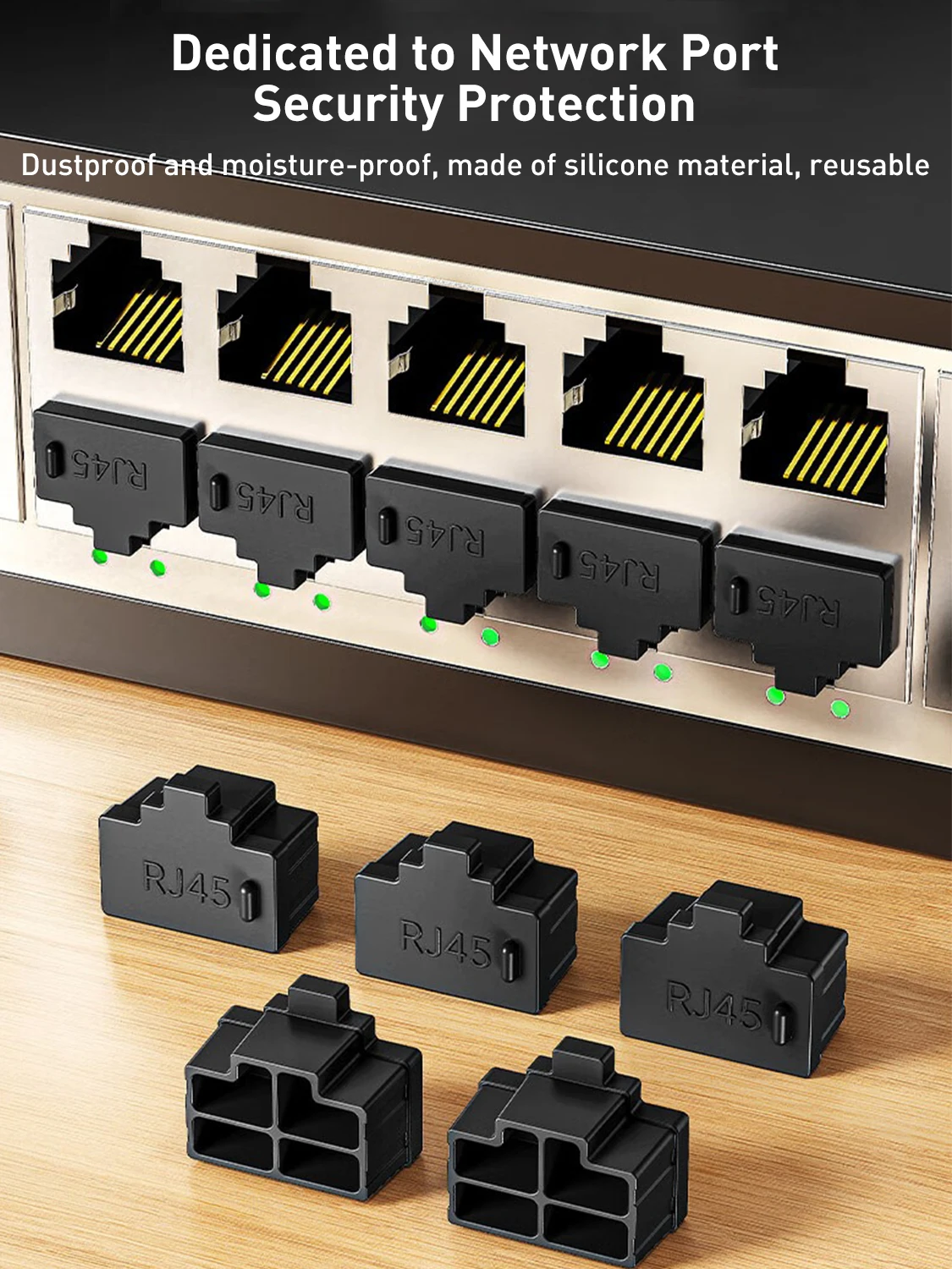 ZOERAX RJ45-Port-Staubschutzkappe Wiederverwendbarer Ethernet-Port-Schutz Staubdicht Feuchtigkeitsbeständig für Router, Switch, Patchpanel – Detail 1