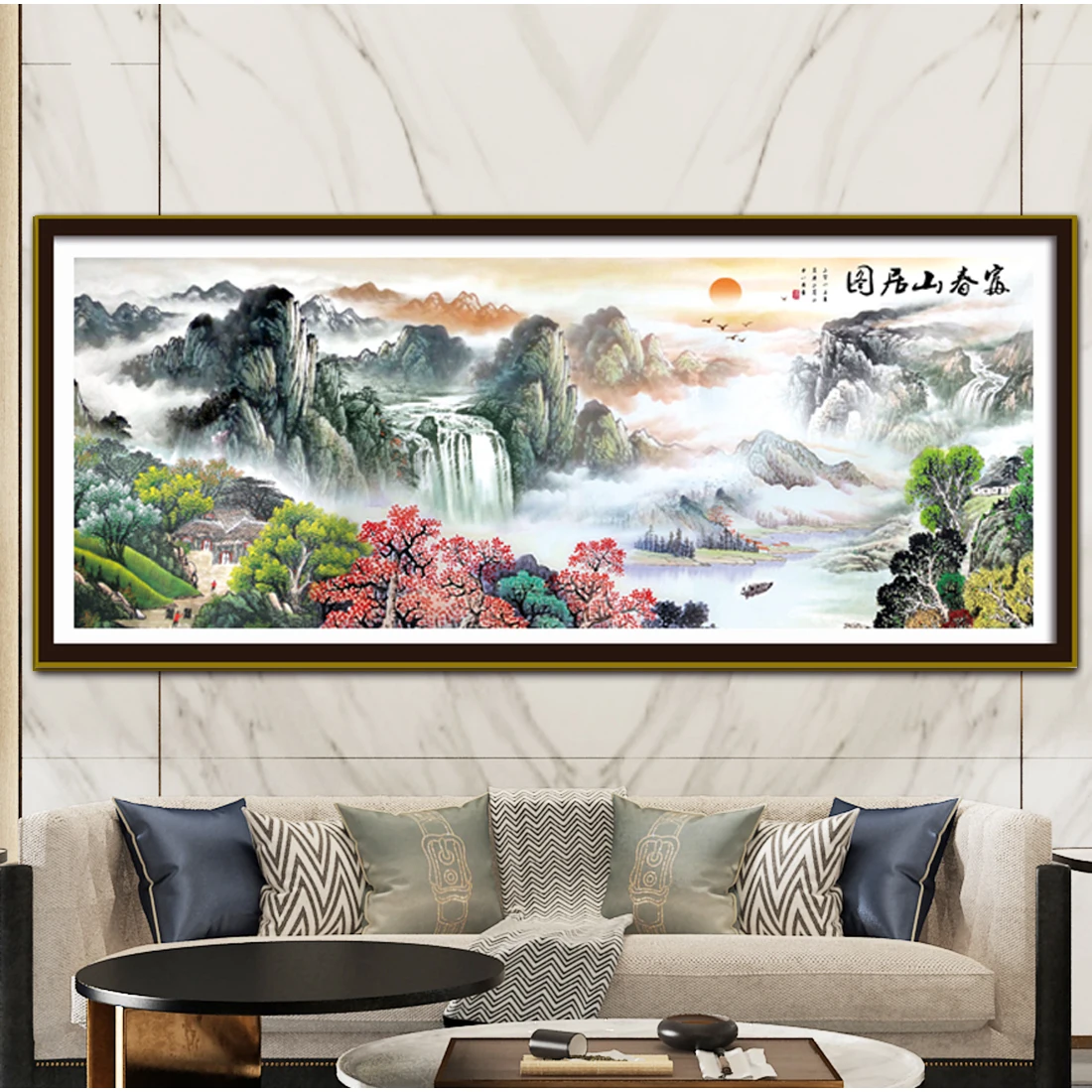 

Printed Cross Stitch Set Handmade DIY Easy Crafts High Mountain Scenery Patterns in Fog Living Room Decoration Hanging Paintings