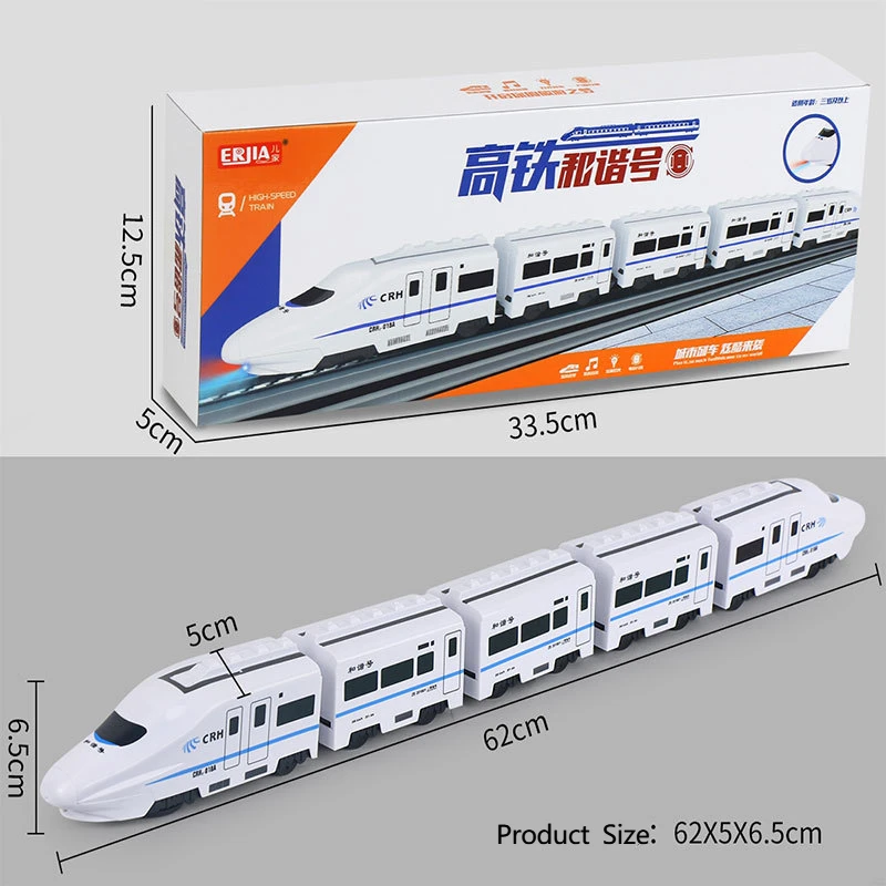 Brinquedo de trem elétrico Harmony para meninos, veículo de controle não remoto, simulando motor ferroviário de alta velocidade, modelo de veículo