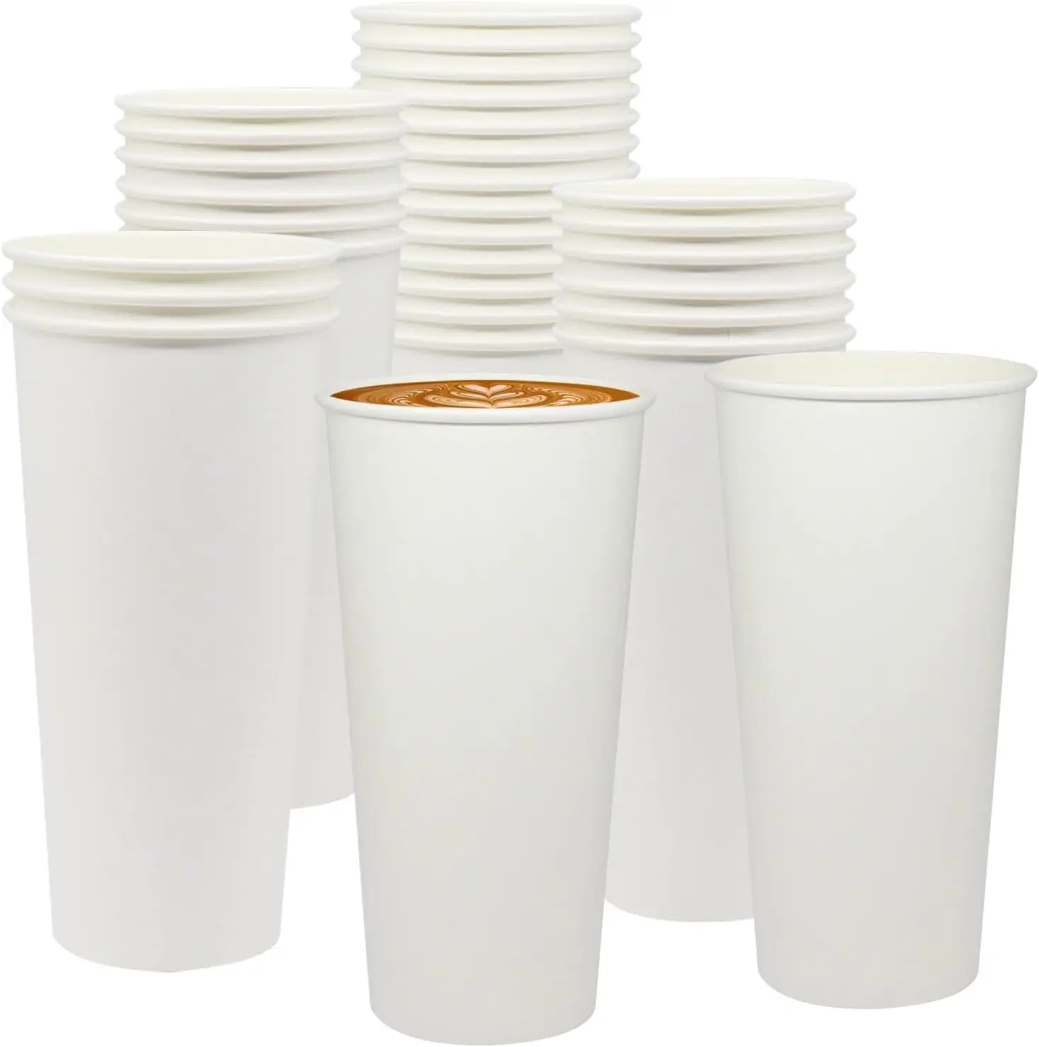 

100 Pack Disposable Paper Coffee Cups 23.3oz(700ml), White Paper Hot Coffee Cups, Hot/Cold Beverage Drinking Cups for Pa