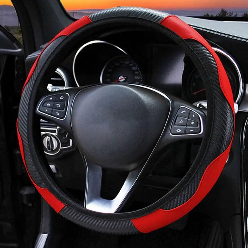 Universal Leather Car Steering Wheel Cover For Renault Megane 2/3 Captur Clio Scenic Duster Kudjar Triber Auto Accessories K6e1