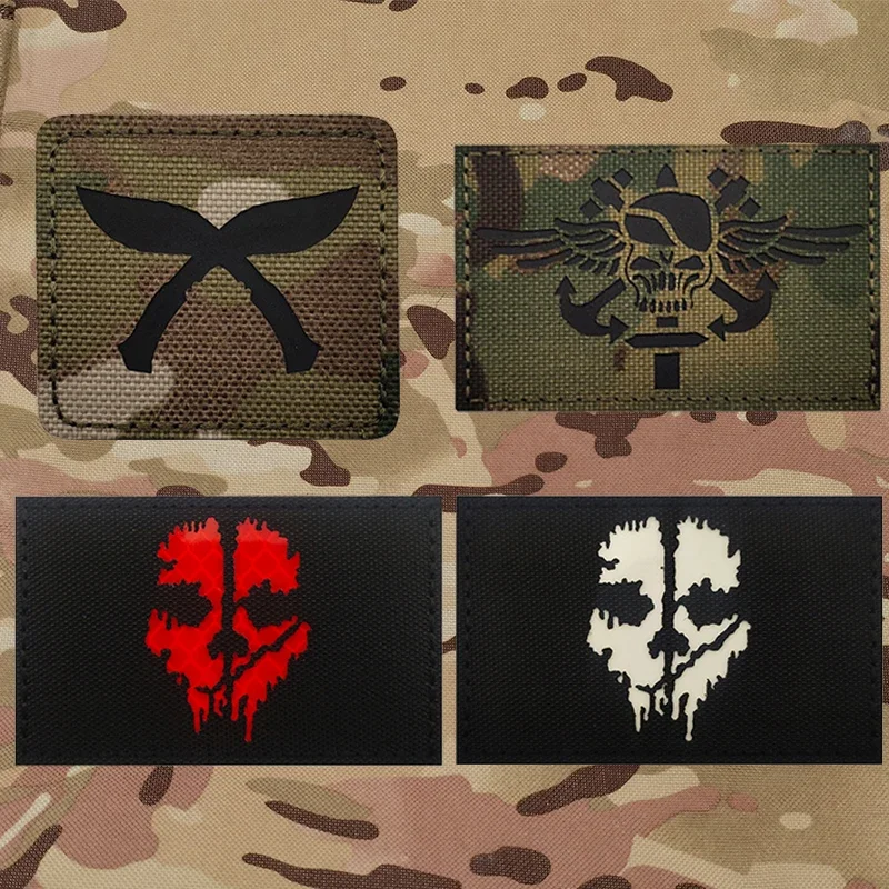 Dog Legs Army Fans Call of Duty Patch Ghost Mask Skull Reflective Badge Backpack Hat Sticker Patches for Clothing