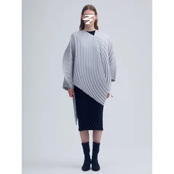 Pleats Pleated Jacket 2024 Fall New Short Jacket Women Solid Color Design Sense Fashion Irregular Medium-length Pleated Hoodie