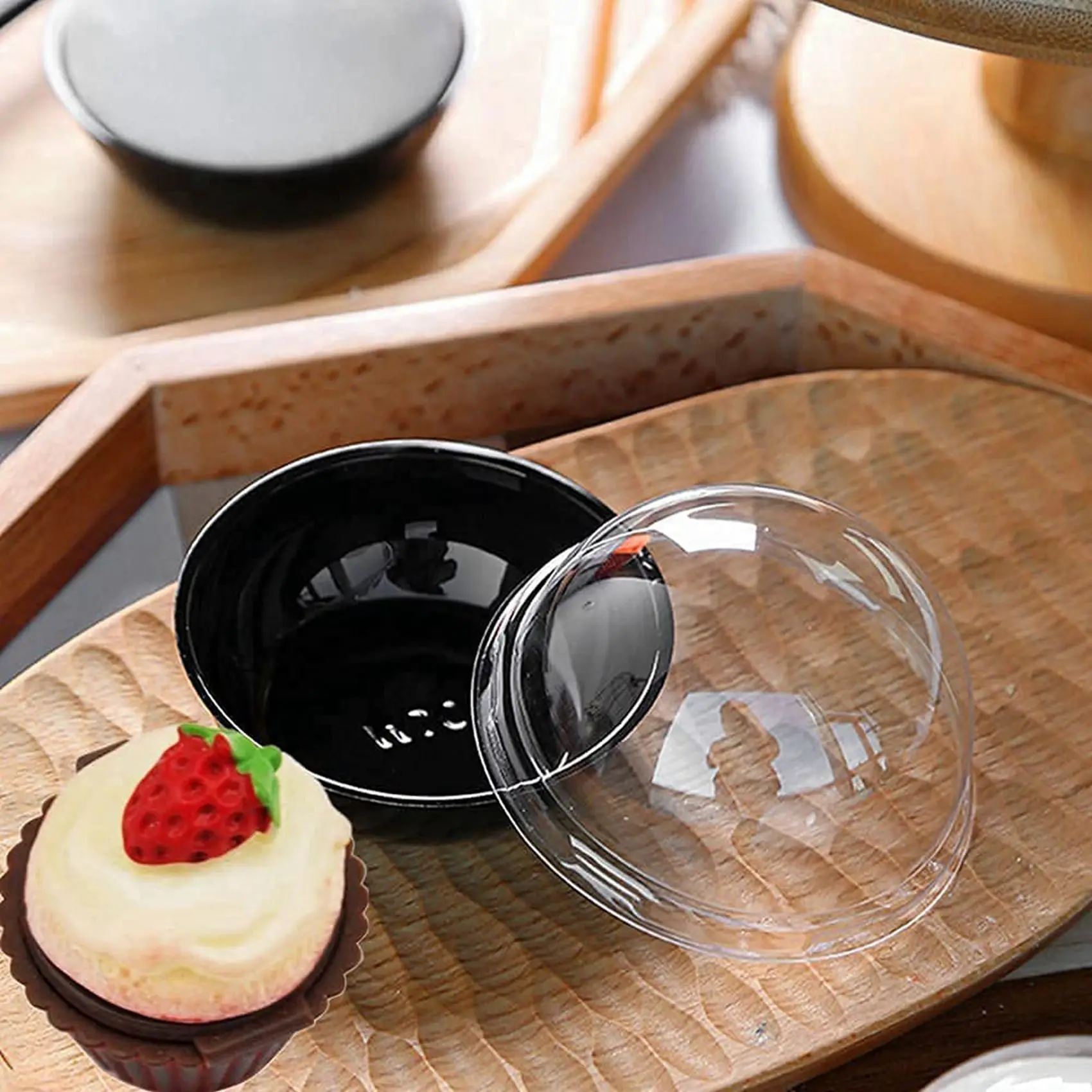 ABGG-100 Pack Clear Plastic Mini Cupcake Container, Individual Packaging Treat Boxes With Dome Lids For Mini Muffin Macaron