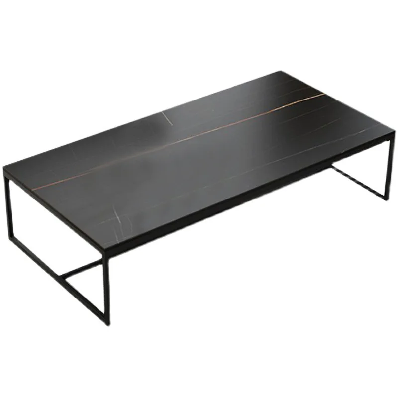 

Light luxury modern small apartment living room rock slab coffee table, Nordic simple office wrought iron tea table