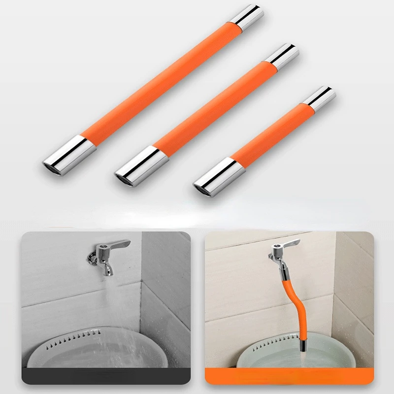 Faucet Extension Hose Lengthening Anti Splash Extender Bendable and Shaped Universal Rotary Extension Hose