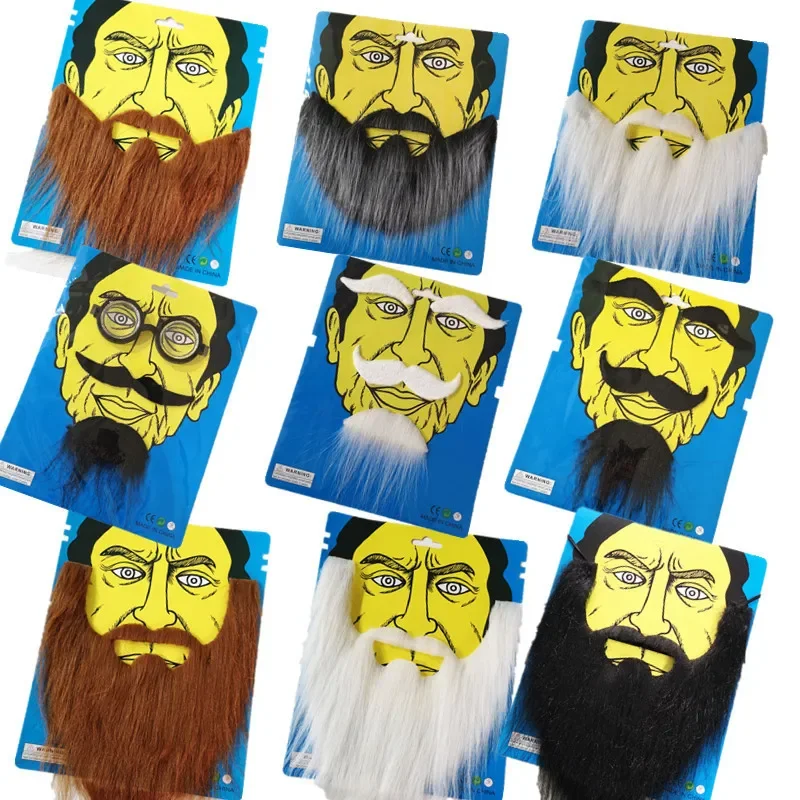 Halloween fake beard props black fake beard party supplies dress up big fake beard mustache