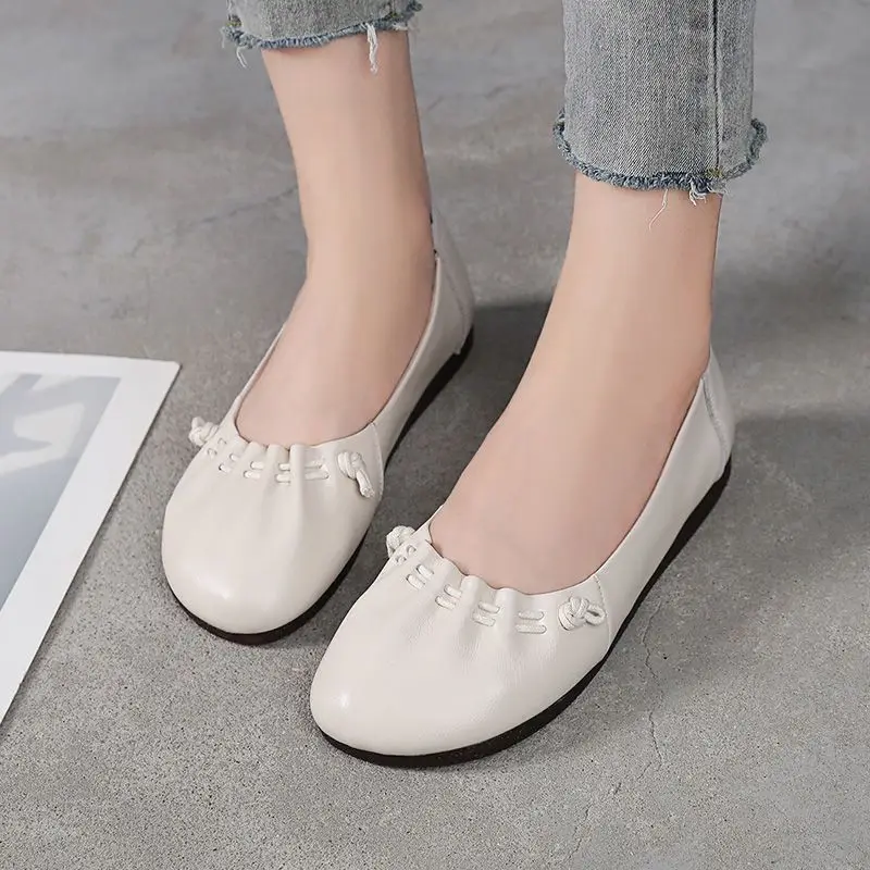 Fashion Women Leather Loafers Soft Sole Female Flat Shoes Comfortable Ladies Ballet Shoes Mom Moccasins Woman's  Flats Footwear