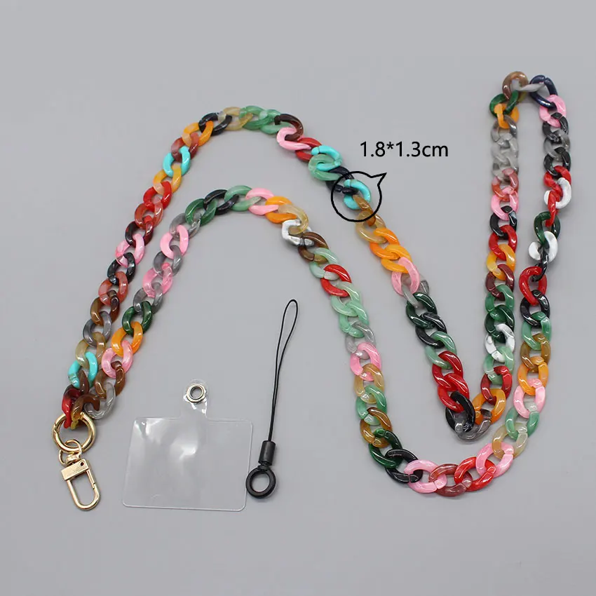 120cm Acrylic Phone Chain Lanyard For Women Girls Colorful Anti-Loss Cellphone Mobile Neck Strap Phone Case Jewelry Accessories