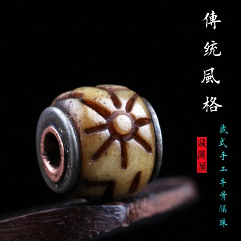 Tibetan Style Handmade Ox Brass Spacer Buddhist Prayer Beads Bracelet Incense Holder Natural Meditation Home Decor Gift Burner