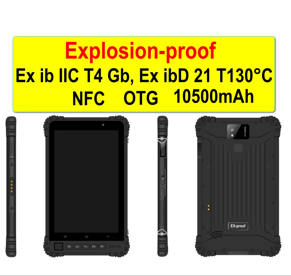 Explosion-proof B8600+ 8 Inch IP68 Rugged Phone 4G LTE Dual SIM Android 12 6GB+128GB 10500mAh  NFC Fingerprint Face Unlock