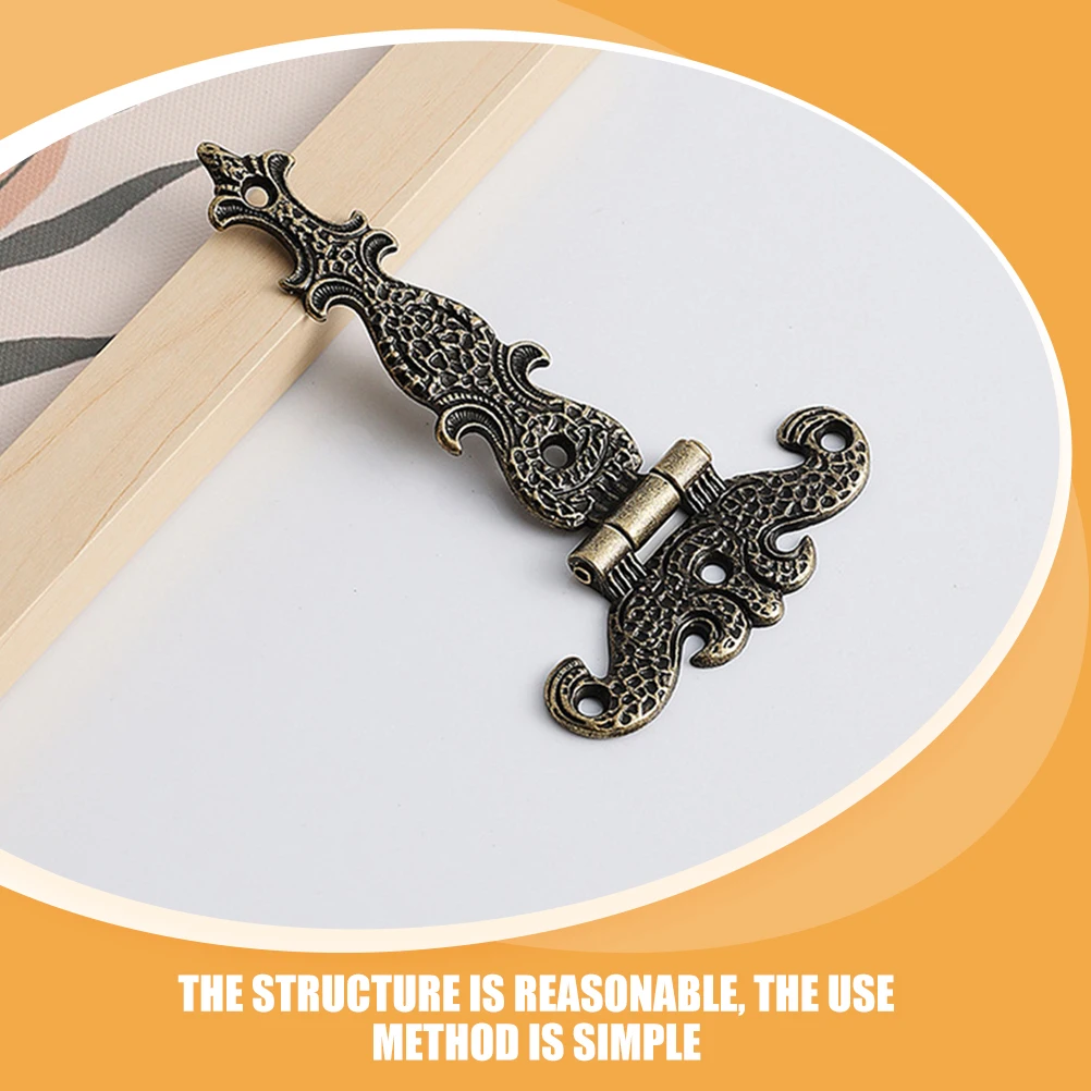 

6Pcs Retro Alloy Cabinet Hinges Vintage Style Furniture Hinges Decorative Metal Hinges For Chest Jewelry Box Wooden Cabinet