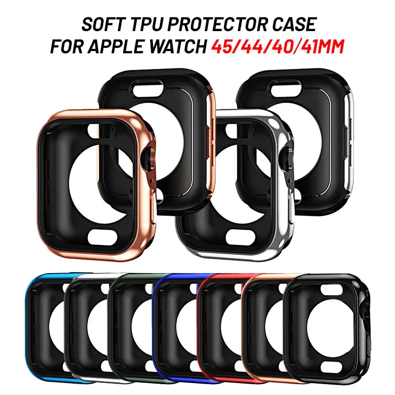 

Soft TPU Protector Case For Apple Watch 45mm 44mm 40mm 41mm Bumper Case Shockproof Protective For iwatch 8 7 6 5 4SE Accessories