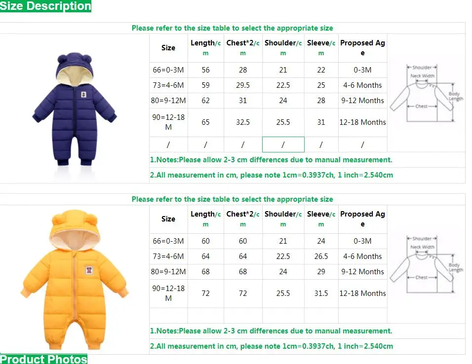 Newborn Jumpsuit Fashion Winter Baby Kids Clothes Hoodies Overalls Baby Boys Snowsuit Snow Wear Girl Coats Children Outfit 0-2Y