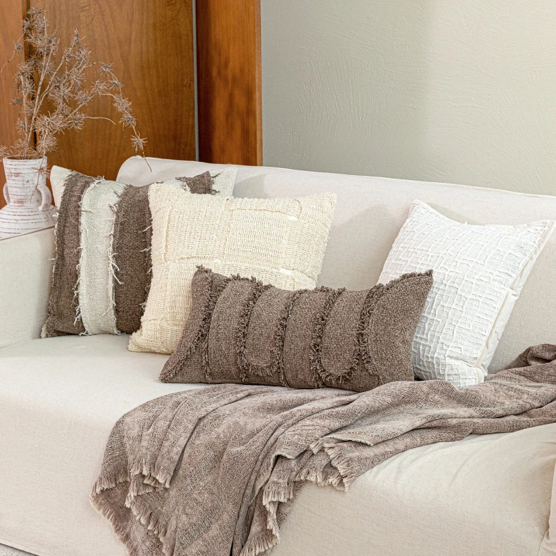 30X60/45x45/50X50CM Handmade Throw Pillow Cover Luxury Beige Stamping Waist Cushion Cover Decor Home Decorative Pillowcase