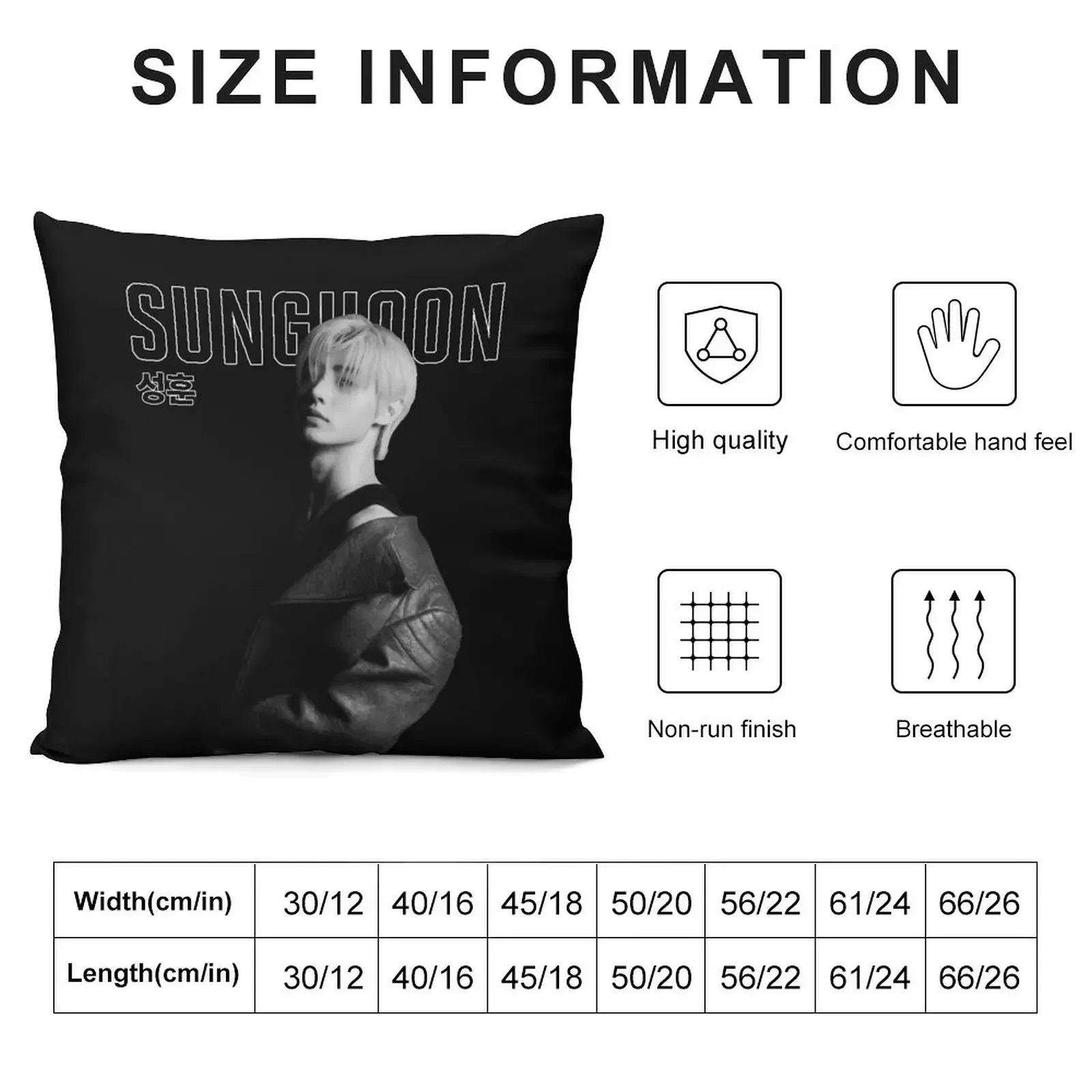 Sunghoon - Black Edition Throw Pillow Christmas Pillows Ornamental Pillow Pillow Case Cushions Home Decor