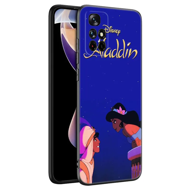 Aladdin Princess Jasmine Black Silicone Phone Case For Xiaomi Redmi Note 9 10 11 11S 11T 12 13 Pro 5G Plus 9S 10S 12S