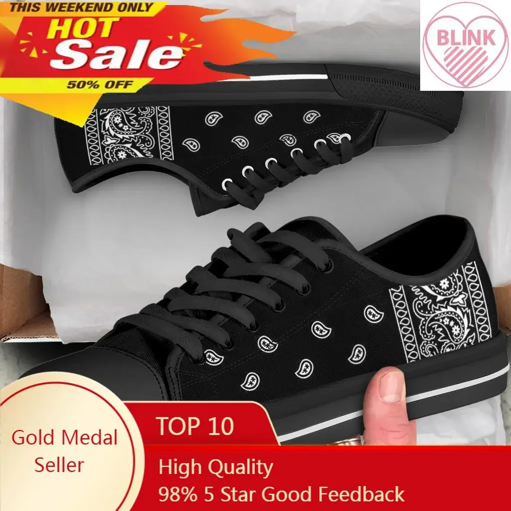 

S Black Bandana Womens Sneakers Customized Flat Shoes High Quality Gifts Art Her Fashion Casual Footwear Best Selling