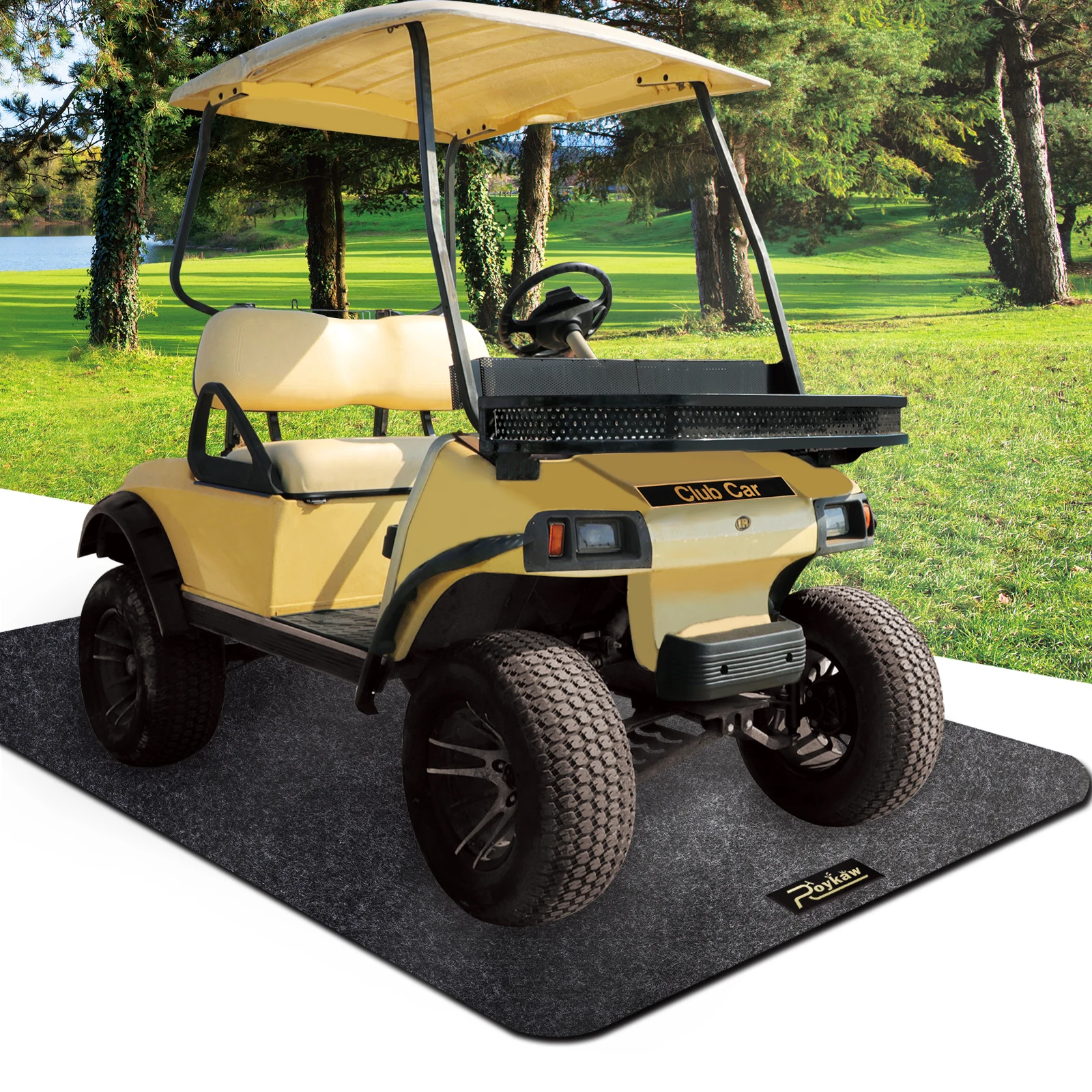 Roykaw Golf Cart Garage Floor Mat,Parking Mat,Mechanic Pad for EZGO/Club Car/Yamaha/UTV/ATV Vehicles,Oil Absorbent 9.18 × 4.92ft