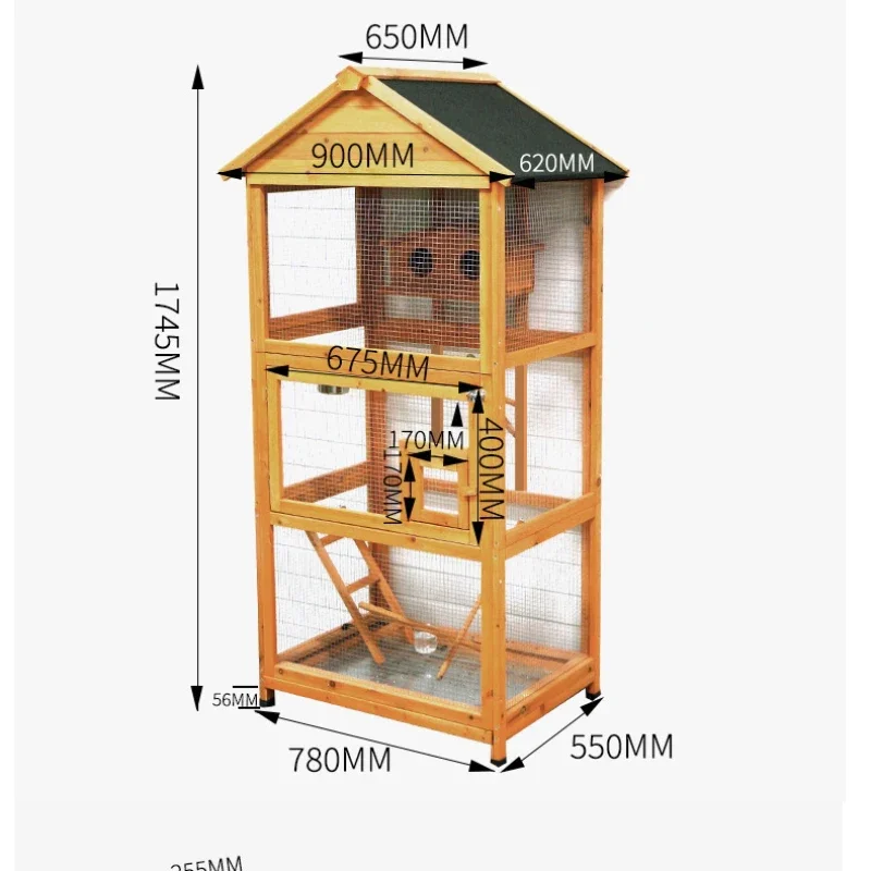 Modern Parrot Bird Cage Wooden Large Outdoor Passaros Bird House Feeder Canarios Maisons Petits Animau Pet Furniture CY50BC