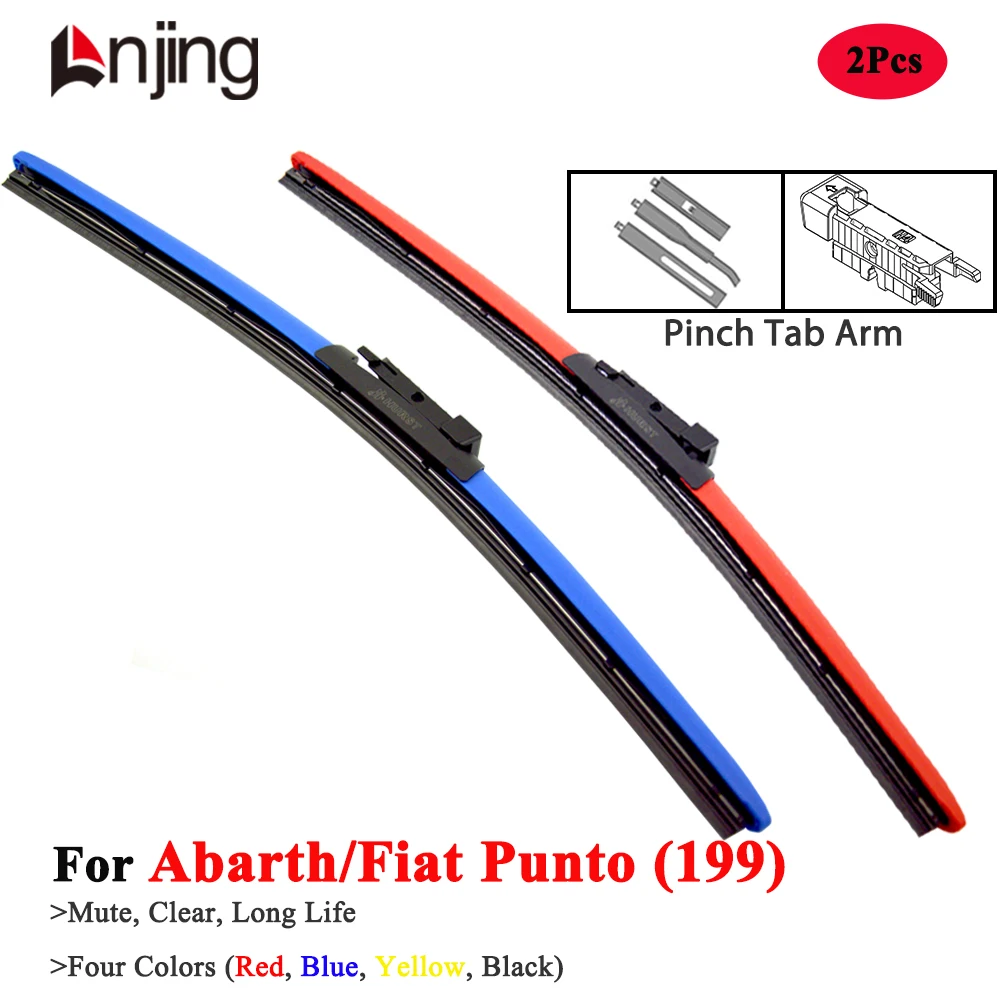 

LNJING Colorful Red Wiper Blades For Abarth Fiat Punto EVO 199 Hatchback 2007 2012 2015 2016 2018 2020 2021 2022 Car Accessories