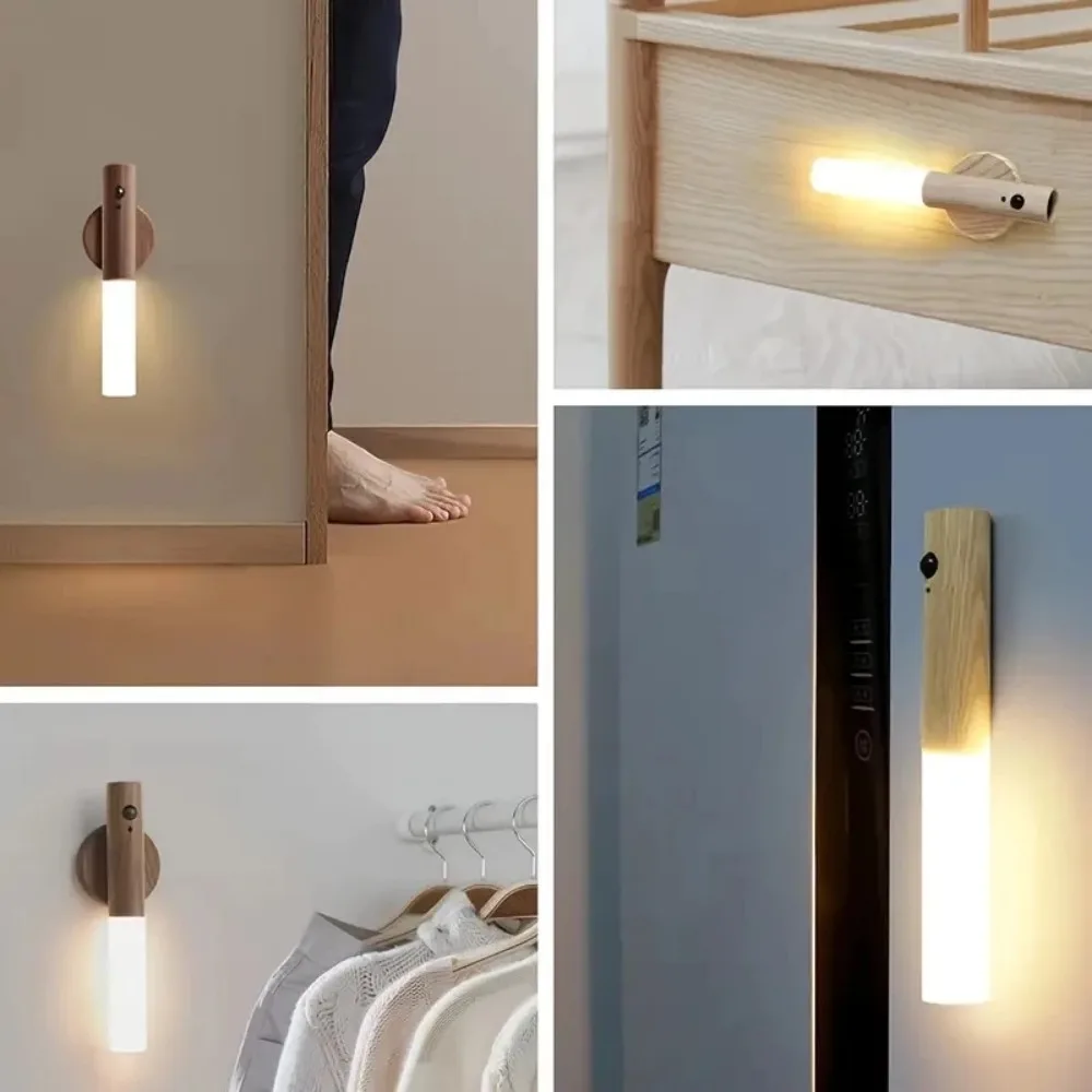 Auto LED Night Light Magnetic Multifunctional Smart Motion Sensor USB Rechargeable TYPE-C Wireless Closet Wardrobe Lamp