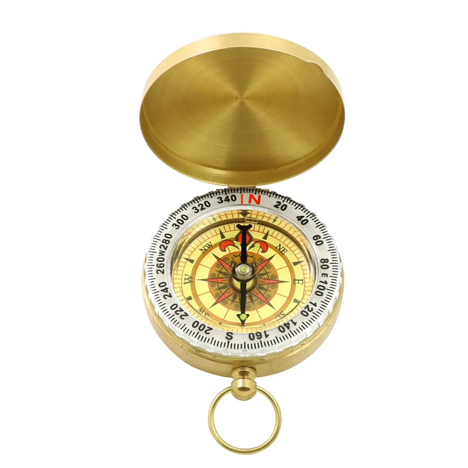 2024 Compass New Outdoor Camping Hiking Portable Pocket Brass Gold Color Copper Compass Navigation with Noctilucence Display