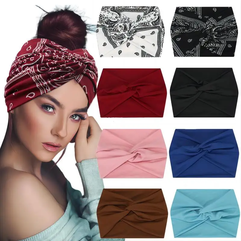 Wide Elastic Headband Hairband Pilates Yoga fitness Running Cycling Sweatband Turban Makeup Hair Hoop Makeup Headwrap for Women