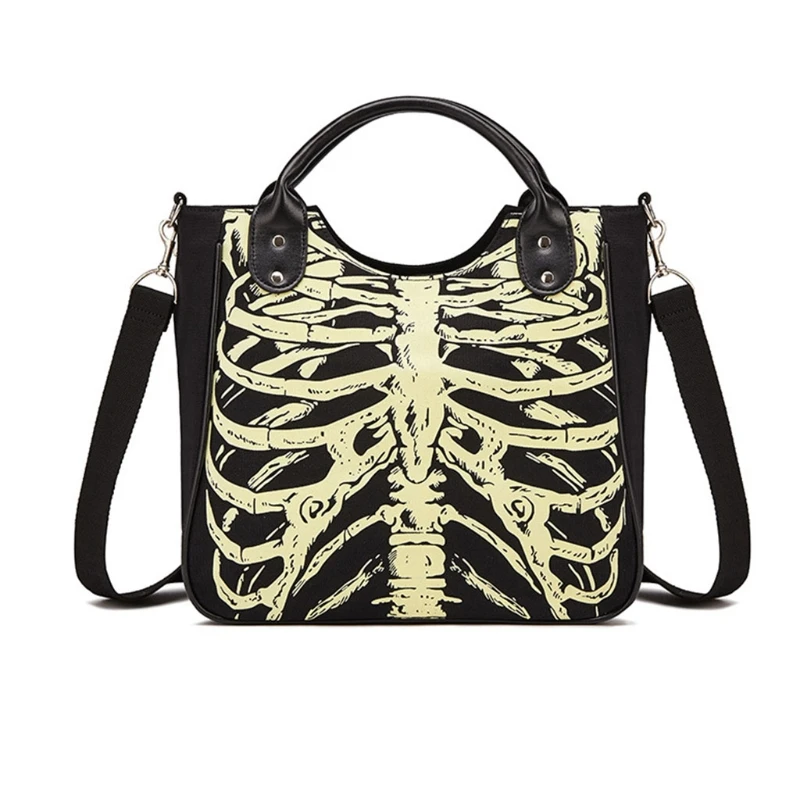 Luminous Gothic Skeleton Bones Skulls Bags Women Halloween Punk Shoulder Bag