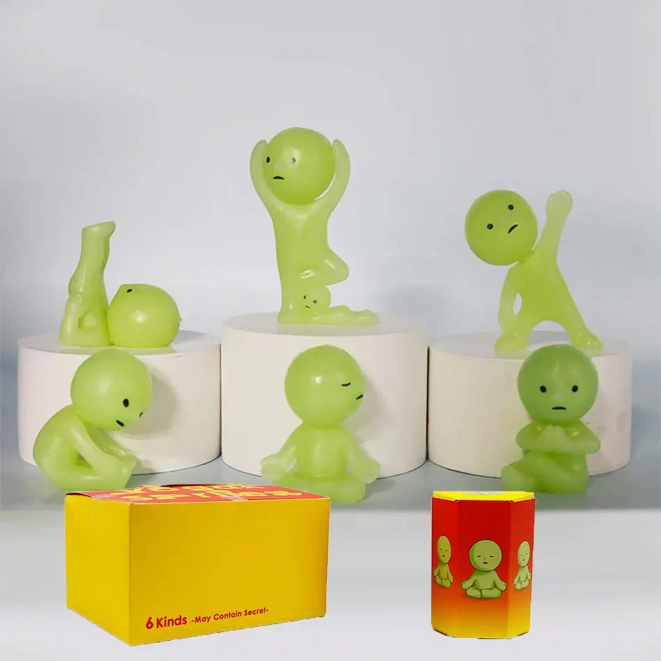 Hot sale AA  Yoga Bedroom series multiple doll green noctilucent mysterious blind box action figures decoration model for toy
