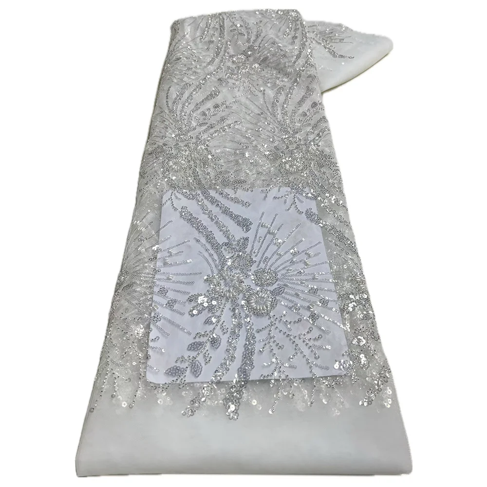 Tessuto africano del pizzo 2025 tessuto con paillettes in rilievo Lang Nigeria abito da sposa abito da sposa francese in tulle di alta qualità di alta qualità