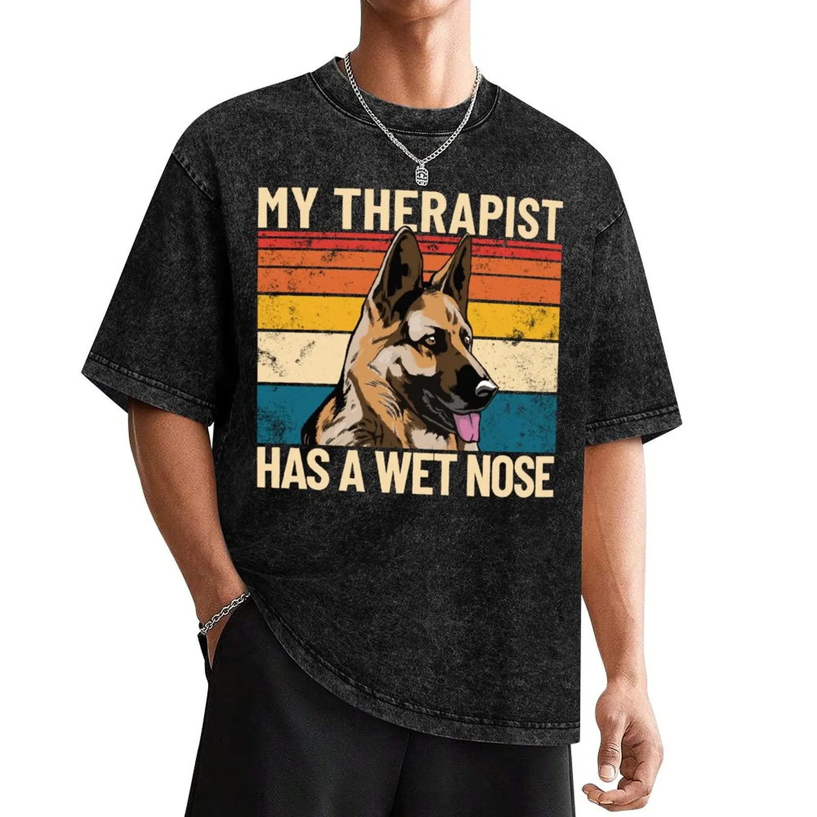 

My Therapist Has A Wet Nose Retro Pet German Shepherd Gear T-Shirt funny gifts custom t-shirts black t shirts for men