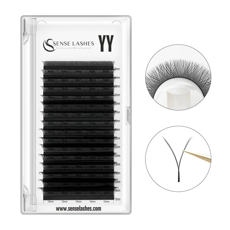 SENSE LASHES YY Shape Eyelash Hand Woven 0.05/0.07mm Faux Mink C/D Curl Natural Soft Premade Volume Fan Eyelash Extensions